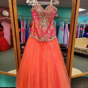 Precious Formals O10572 Size 2 Coral Prom Dress/Evening Gown